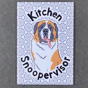 Saint Bernard Magnet, "Kitchen Snoopervisor", Cartoon Art Gift 2x3"